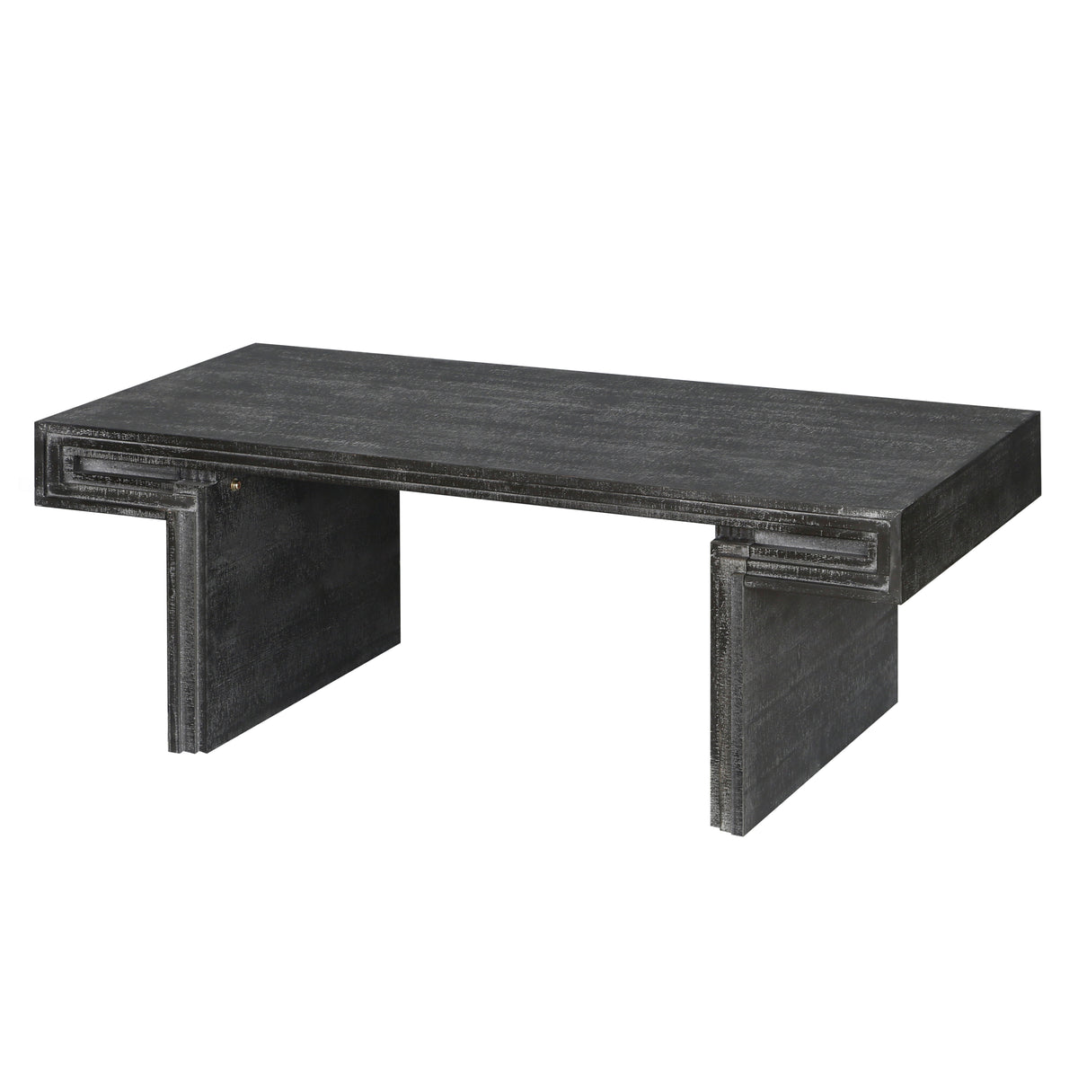 Reeve Antique Black Coffee Table – 48" Industrial Double-Tier Wood Table – view 8