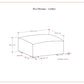 Dimensions and specifications of the Rex Genuine Leather Square Ottoman, showcasing its versatile design.