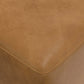 Close-up of the Rex Genuine Leather Square Ottoman in warm tan, highlighting its luxurious texture and craftsmanship.