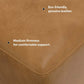 Close-up of Rex Genuine Leather Square Ottoman showcasing eco-friendly leather and medium firmness for support.