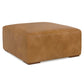 Rex Genuine Leather Square Ottoman in warm brown, ideal for use as a footrest or stylish coffee table alternative.