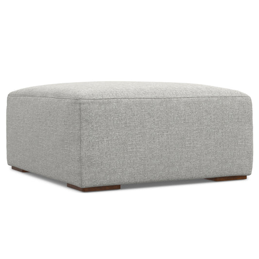 Rex Pale Grey Performance Fabric Ottoman – 32" Boxy Modular Ottoman