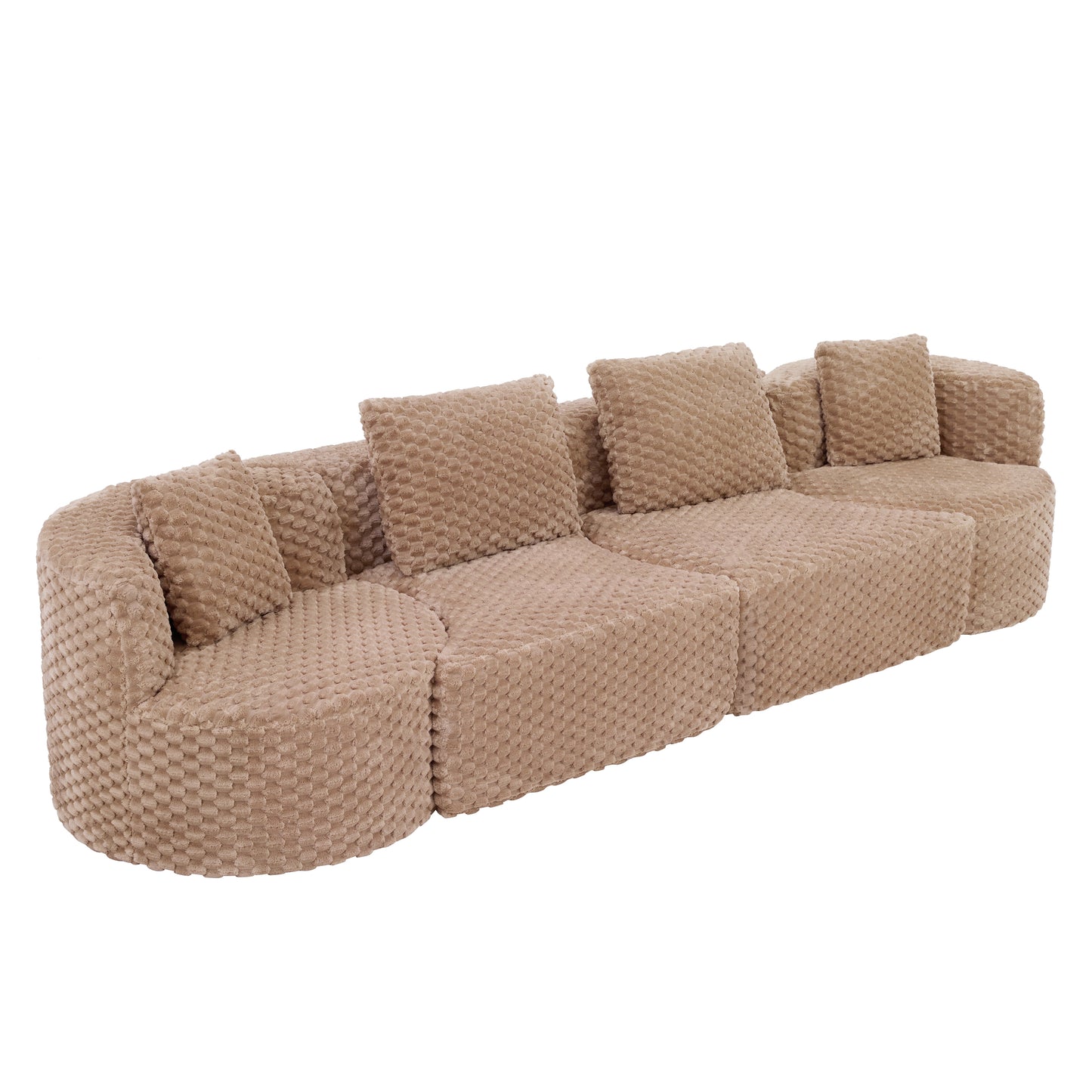 Reyna Modular Sectional Sofa – 137.8" Camel Bubble Velvet Sofa – view 20