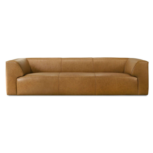 Rialto 105" Tan Top Grain Buffalo Leather Sofa | Modern Luxury 3-Seater in minimalist design and warm tan hue.