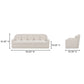 Rialto White Performance Fabric Sofa with Curved Back & Toss Cushions | Modern Sofa with dimensions and curved design.
