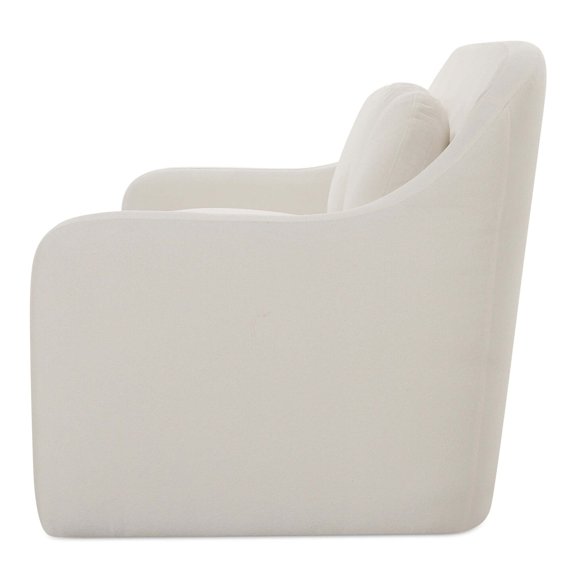 Rialto White Performance Fabric Sofa with Curved Back & Toss Cushions | Modern Sofa side view showcasing soft texture and modern design.