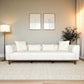 Richardson Velvet Sofa 103” - Scandinavian Modern 3-Seat Sofa with Wood Base in a stylish living room setting.