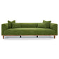 Richardson Velvet Sofa 103” - Scandinavian Modern 3-Seat Sofa with Wood Base in green upholstery.