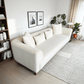 Richardson Velvet Sofa 103” - Scandinavian Modern 3-Seat Sofa with Wood Base in soft cream velvet and clean lines.