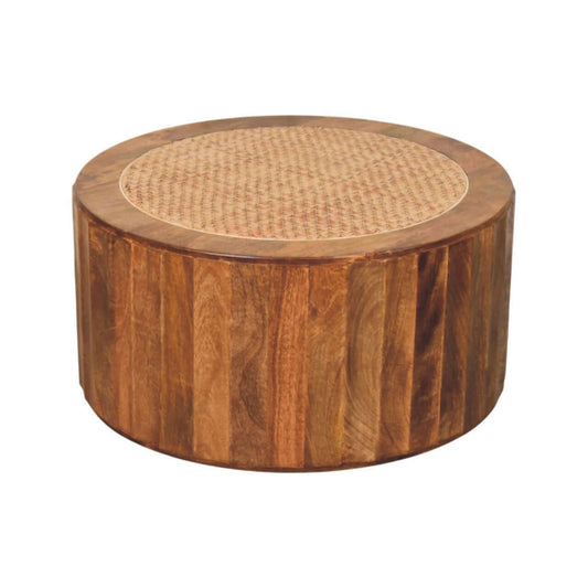 Rivera Solid Mango Wood Rattan Coffee Table