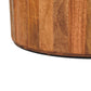 Rivera Solid Mango Wood Rattan Coffee Table – 31.5” Round Artisan Coffee Table (Golden Teak) close-up of wood texture