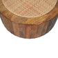 Rivera Solid Mango Wood Rattan Coffee Table – 31.5” Round Artisan Coffee Table (Golden Teak) with handcrafted texture