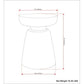 Dimensions diagram of Robbie Wood Accent End Table, showcasing a sculptural design, 16'W, 18.30 lbs weight.