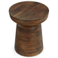 Robbie Wood Accent End Table showcasing sculptural design and rich natural wood finish, handcrafted from solid mango hardwood.