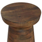 Top view of Robbie Wood Accent End Table showcasing solid mango wood grain and round surface in rich natural tones.