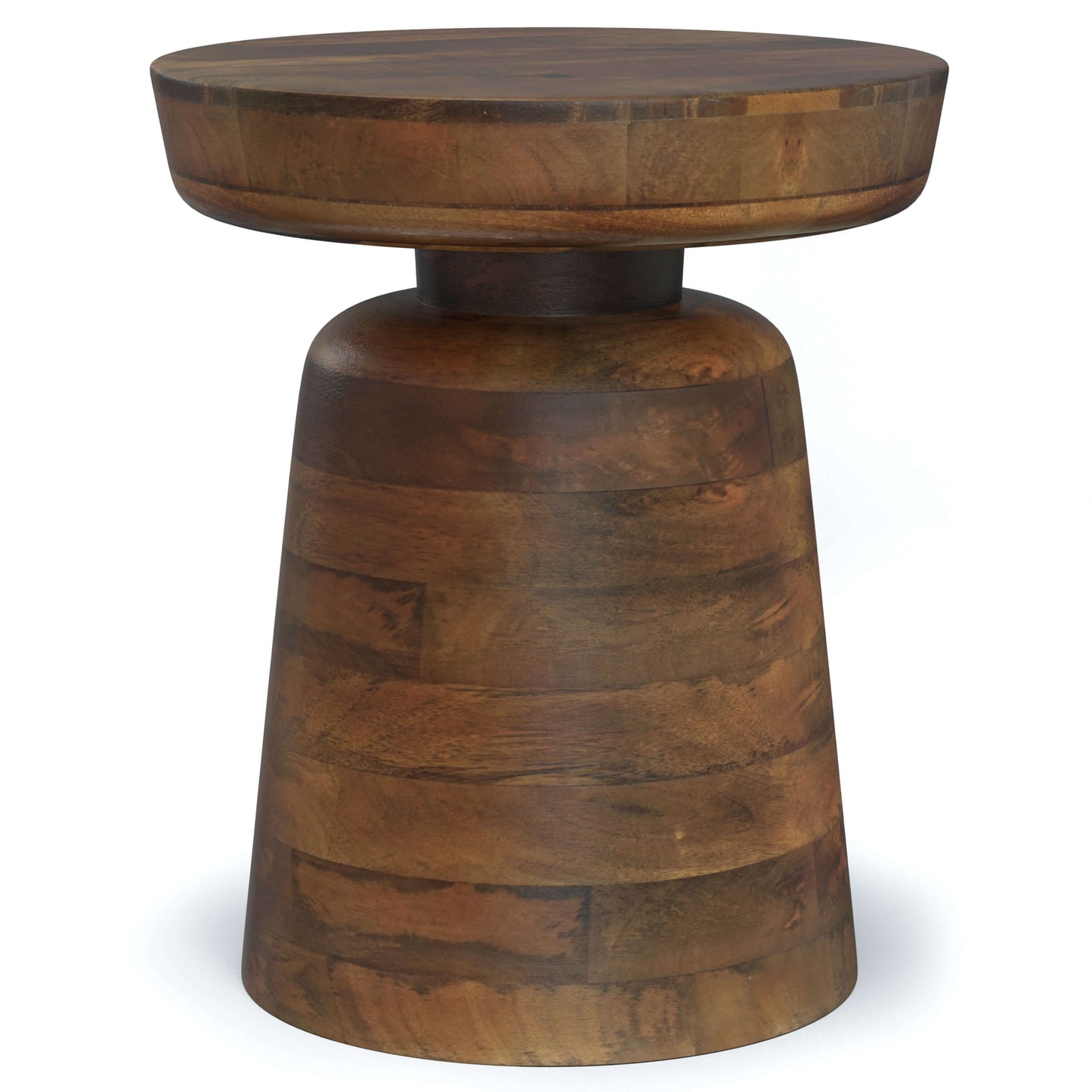 Robbie Wood Accent End Table - 16'W handcrafted solid mango wood with unique grain patterns, rich finish, and sculptural design.
