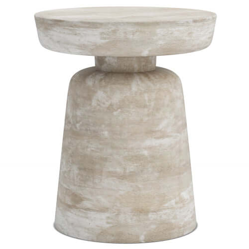 Robbie Wood Accent End Table in neutral finish with sleek, sculptural design, perfect for adding natural charm to any room.