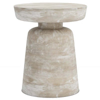 Robbie Wood Accent End Table in neutral finish with sleek, sculptural design, perfect for adding natural charm to any room.
