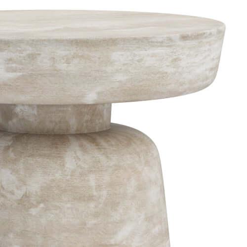 Close-up of the Robbie Wood Accent End Table showcasing its handcrafted solid mango wood and unique grain patterns.