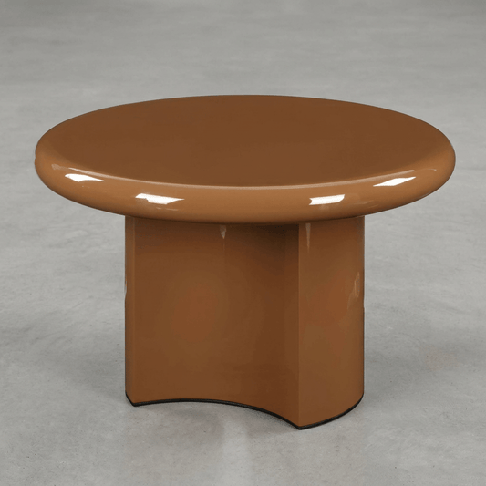 Ronald Brown High Gloss End Table 28"W in rich brown finish, featuring a sleek, contemporary design.