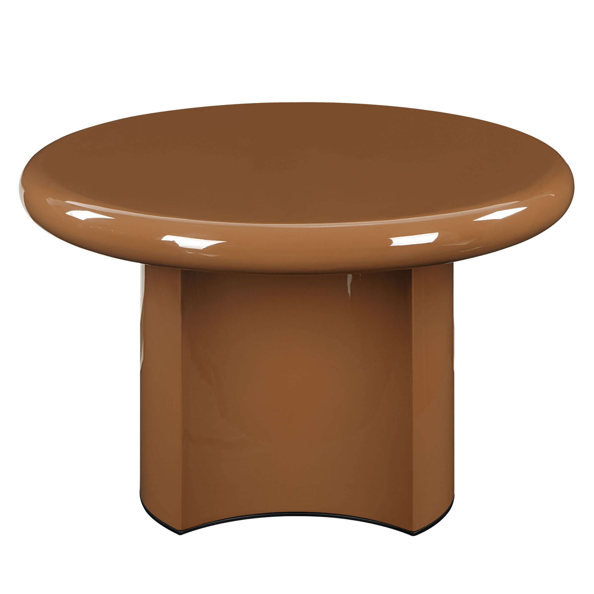 Ronald Brown High Gloss End Table 28"W in rich brown finish with sleek, modern design for contemporary interiors.
