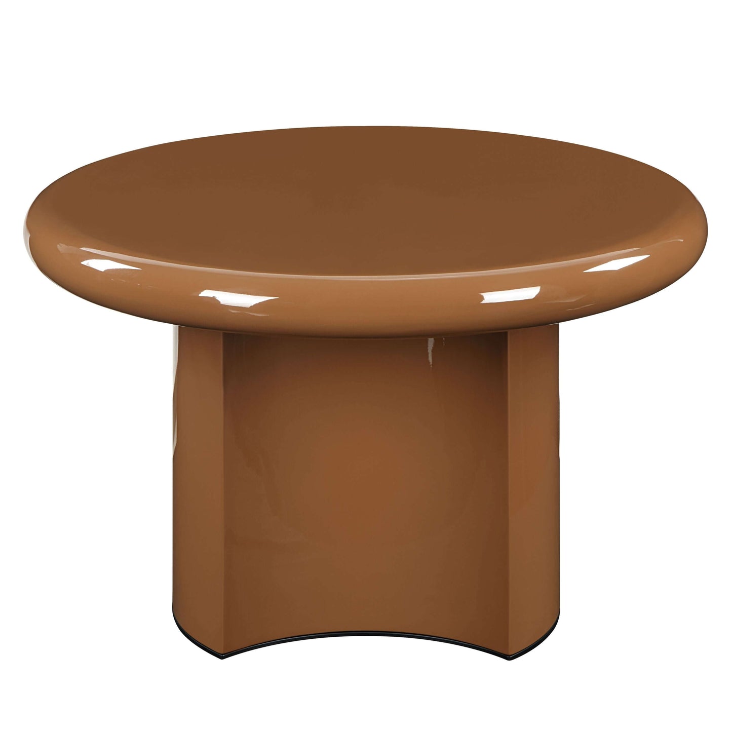 Ronald Brown High Gloss End Table 28"W in rich brown finish with sleek, modern design for contemporary interiors.
