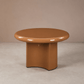 Ronald Brown High Gloss End Table 28"W with sleek brown finish and contemporary round design