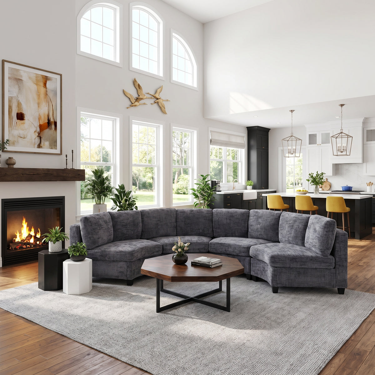 Rosalind Chenille Curved Modular Sectional – 4-Seat Sofa – view 15