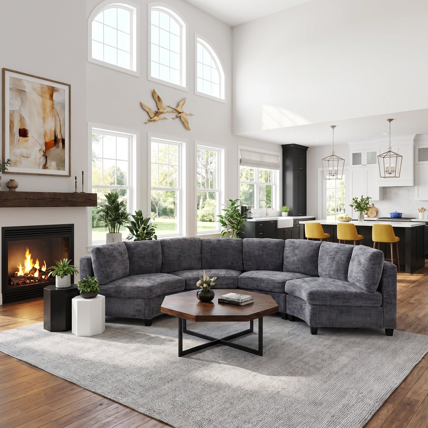Rosalind Chenille Curved Modular Sectional – 4-Seat Sofa – view 15