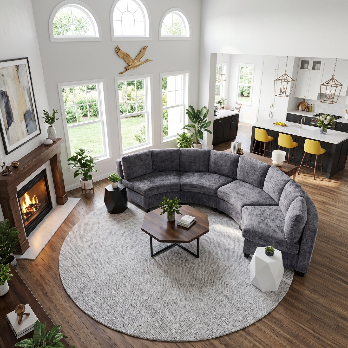 Rosalind Chenille Curved Modular Sectional – 4-Seat Sofa – view 16