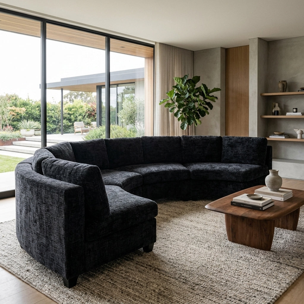 Rosalind Chenille Curved Modular Sectional – 4-Seat Sofa – view 2