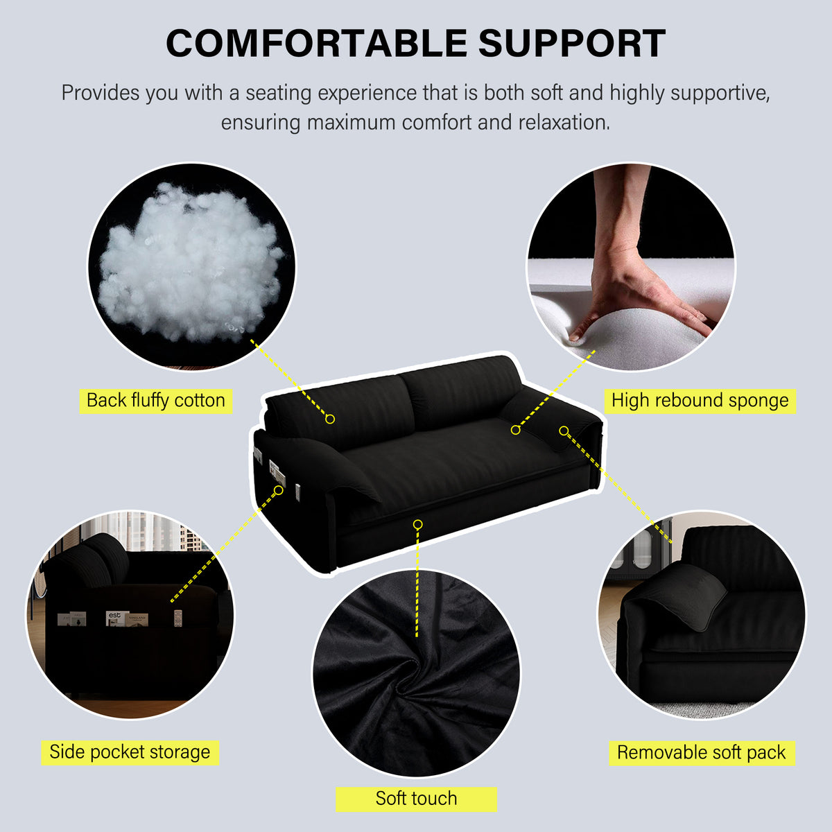 Rosalind Convertible Sleeper Sofa – 66" Queen Pull-Out Bed – view 12