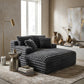 Rosalind Corduroy Chaise Lounge – 60" Oversized Grey Chaise Sofa – view 2