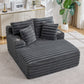 Rosalind Corduroy Chaise Lounge – 60" Oversized Grey Chaise Sofa – view 3