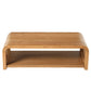 Rosalind Curved Coffee Table with Rattan Sides – 2-Tier Storage, Boho Farmhouse