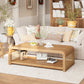 Rosalind Curved Coffee Table with Rattan Sides – 2-Tier Storage, Boho Farmhouse – view 3