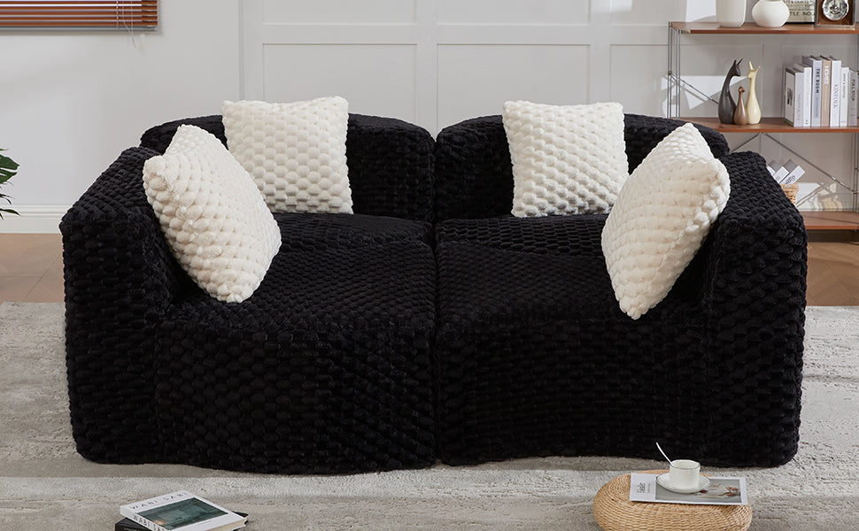 Rosalind Modular Sectional Sofa – 137.8" Bubble Velvet Sofa – view 10