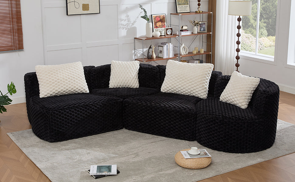 Rosalind Modular Sectional Sofa – 137.8" Bubble Velvet Sofa – view 11