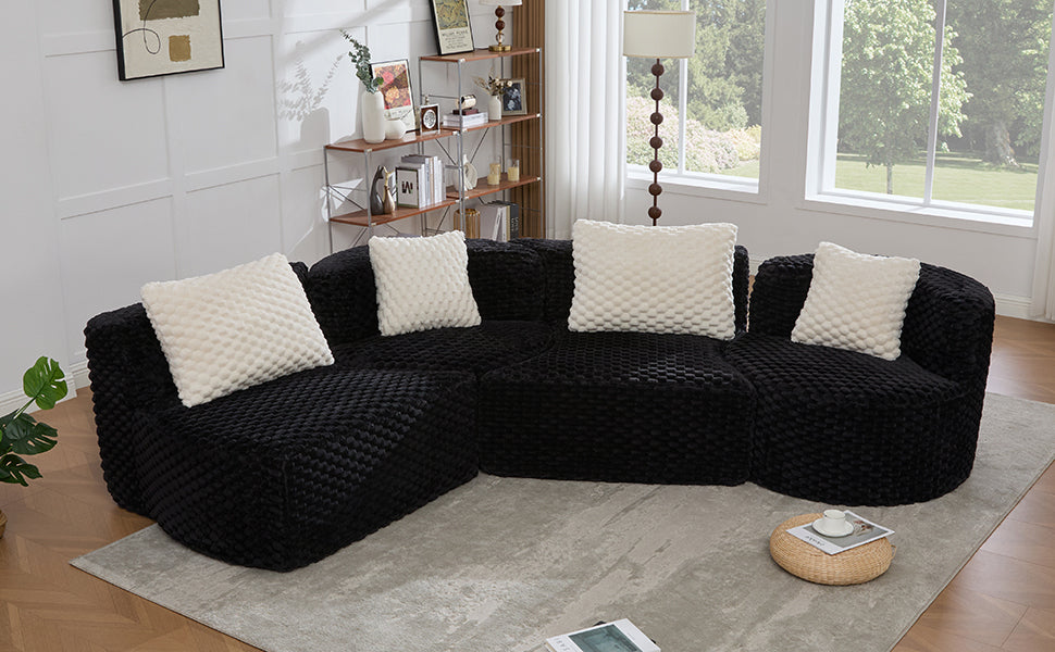 Rosalind Modular Sectional Sofa – 137.8" Bubble Velvet Sofa – view 12