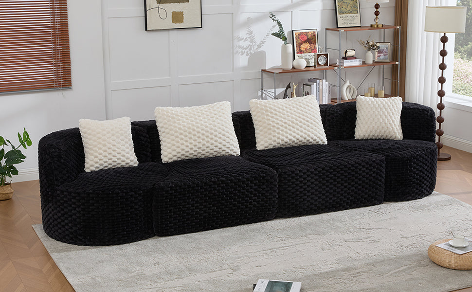 Rosalind Modular Sectional Sofa – 137.8" Bubble Velvet Sofa – view 13