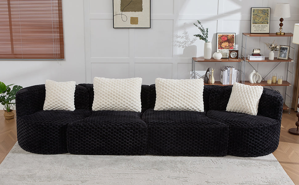 Rosalind Modular Sectional Sofa – 137.8" Bubble Velvet Sofa – view 14