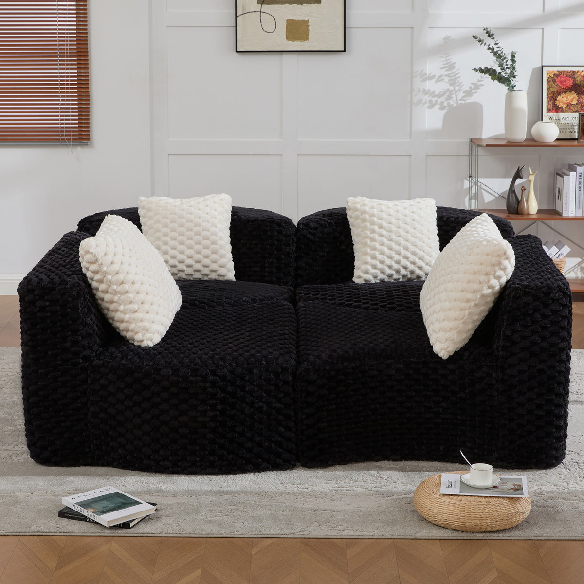Rosalind Modular Sectional Sofa – 137.8" Bubble Velvet Sofa – view 18