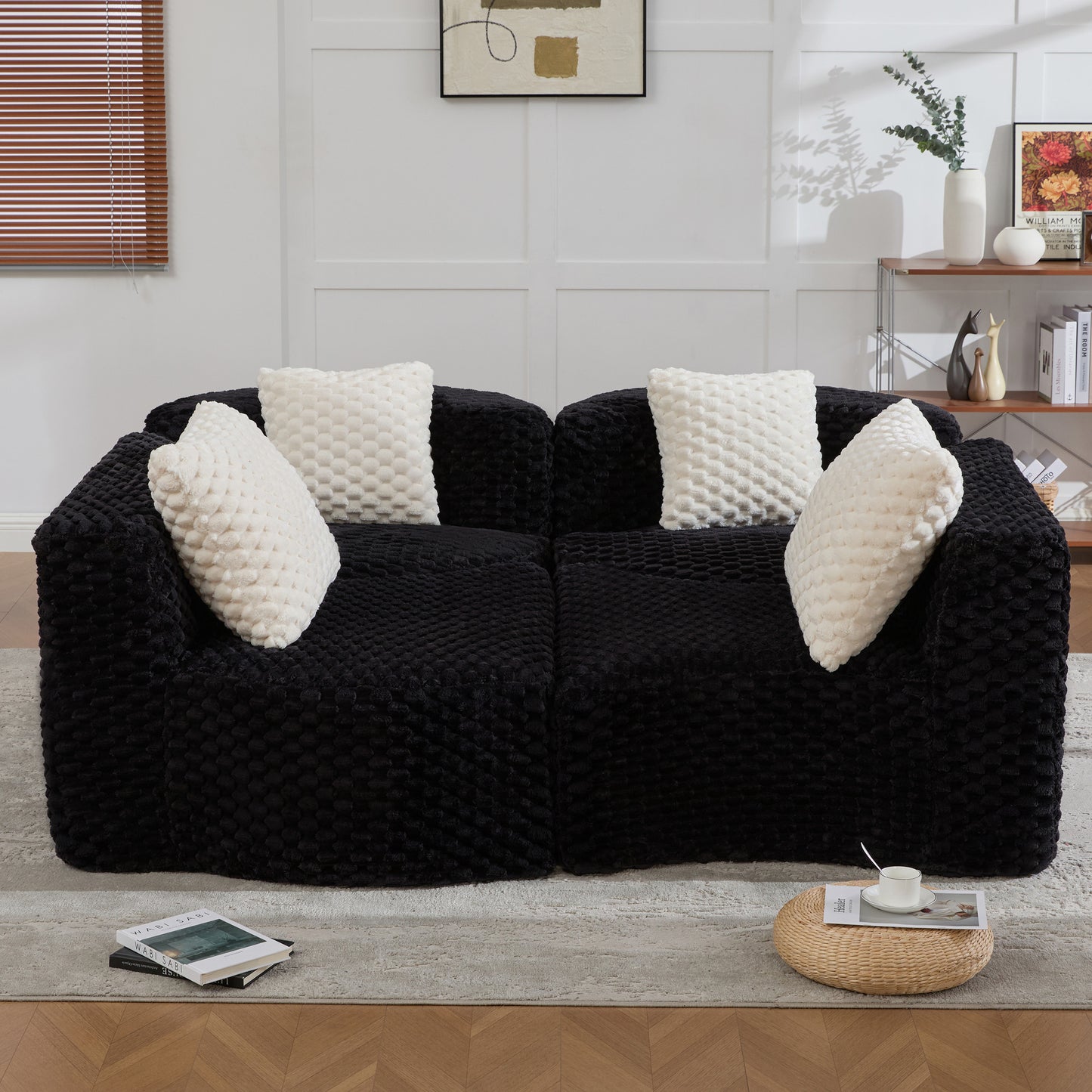 Rosalind Modular Sectional Sofa – 137.8" Bubble Velvet Sofa – view 18