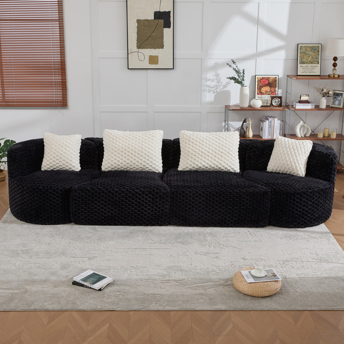 Rosalind Modular Sectional Sofa – 137.8" Bubble Velvet Sofa – view 3