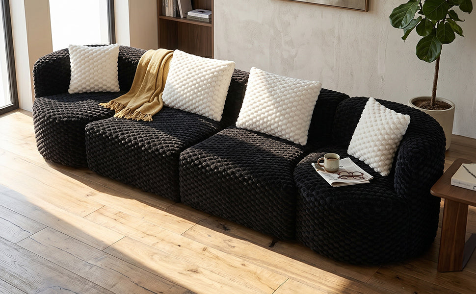 Rosalind Modular Sectional Sofa – 137.8" Bubble Velvet Sofa – view 7
