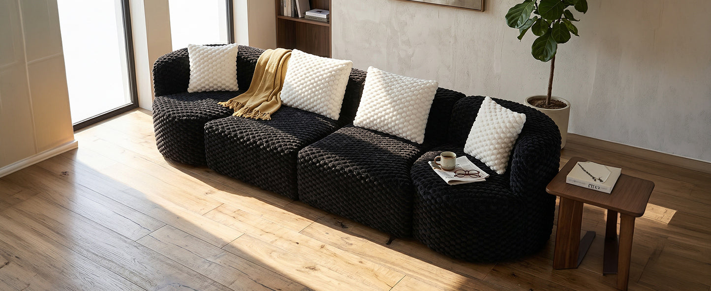 Rosalind Modular Sectional Sofa – 137.8" Bubble Velvet Sofa – view 8