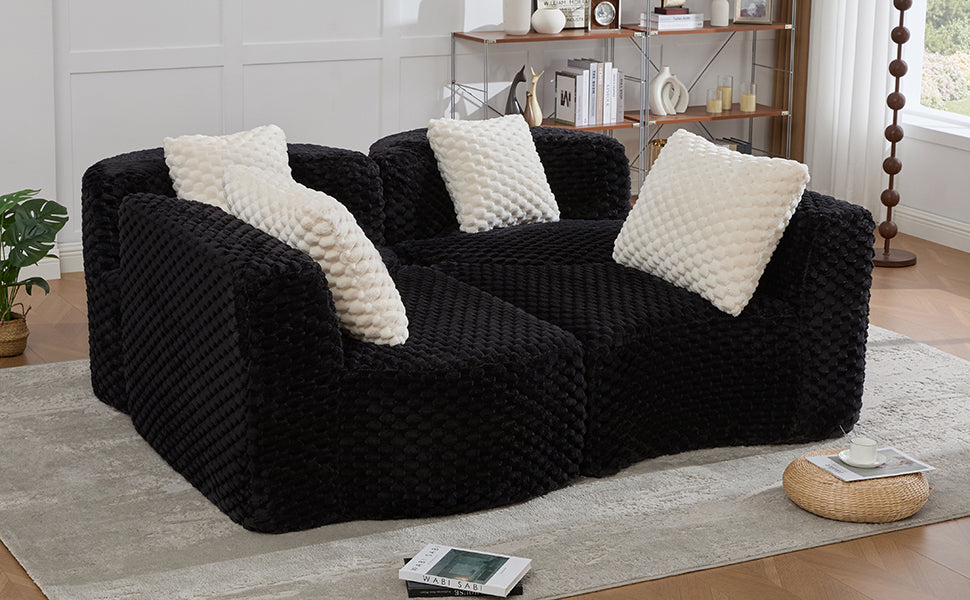 Rosalind Modular Sectional Sofa – 137.8" Bubble Velvet Sofa – view 9