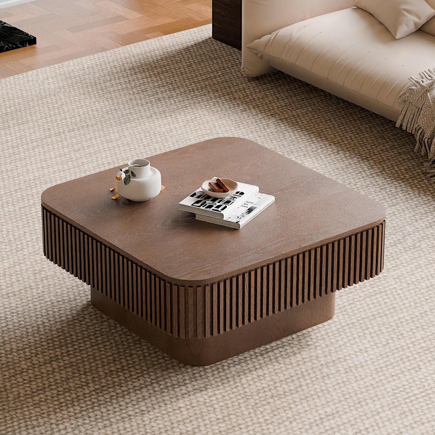 Roswell Walnut Solid Wood & MDF Coffee Table – 31.5" Square Coffee Table – view 5