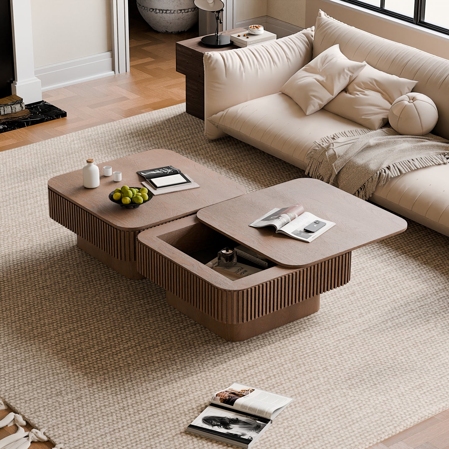 Roswell Walnut Solid Wood & MDF Coffee Table – 31.5" Square Coffee Table – view 6
