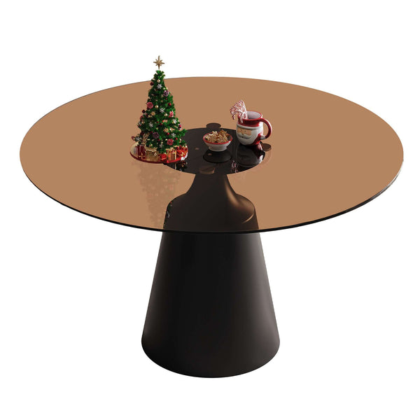 Round Mid-Century Modern Dining Table with Glass Top 35